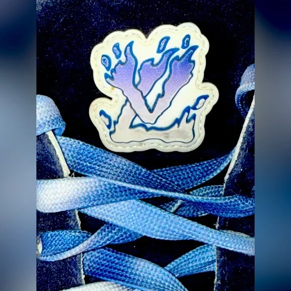 LOUIS VUITTON OLLIE RICHELIEU LOW TRAINERS IN BANDANA BLUE/WHITE